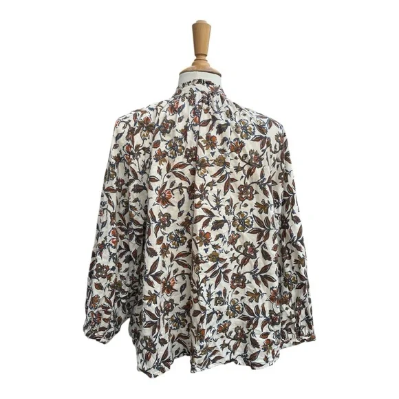 Faherty Portia Linen Blend Blouse Size XL Relaxed Fit Elevated Casual Style - Picture 5 of 11